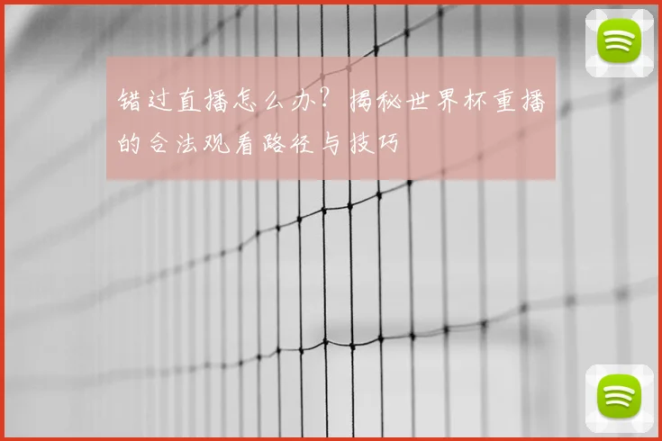 错过直播怎么办?揭秘世界杯重播的合法观看路径与技巧